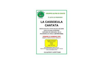 Venerdì 23 Gennaio non mancate alla tradizionale “Cassoeula “